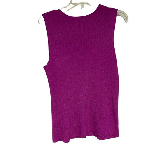 St. John Women's Purple Wool Blend Ribbed Sweater Sleeveless Size L - Picture 4 of 6